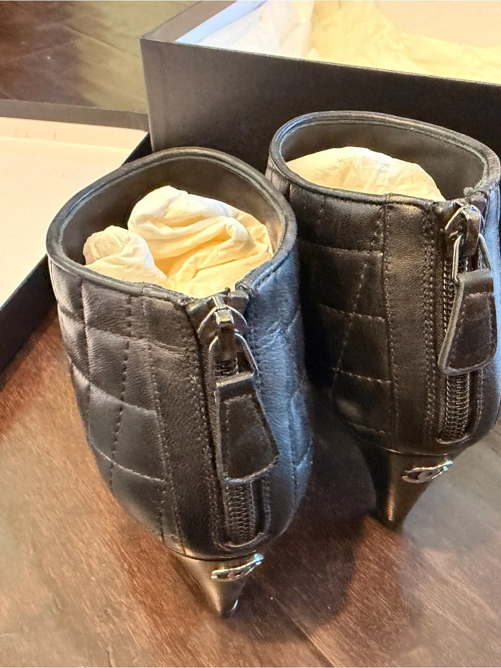 Chanel Lambskin Short Boots Size 6.5 $1325 MSRP